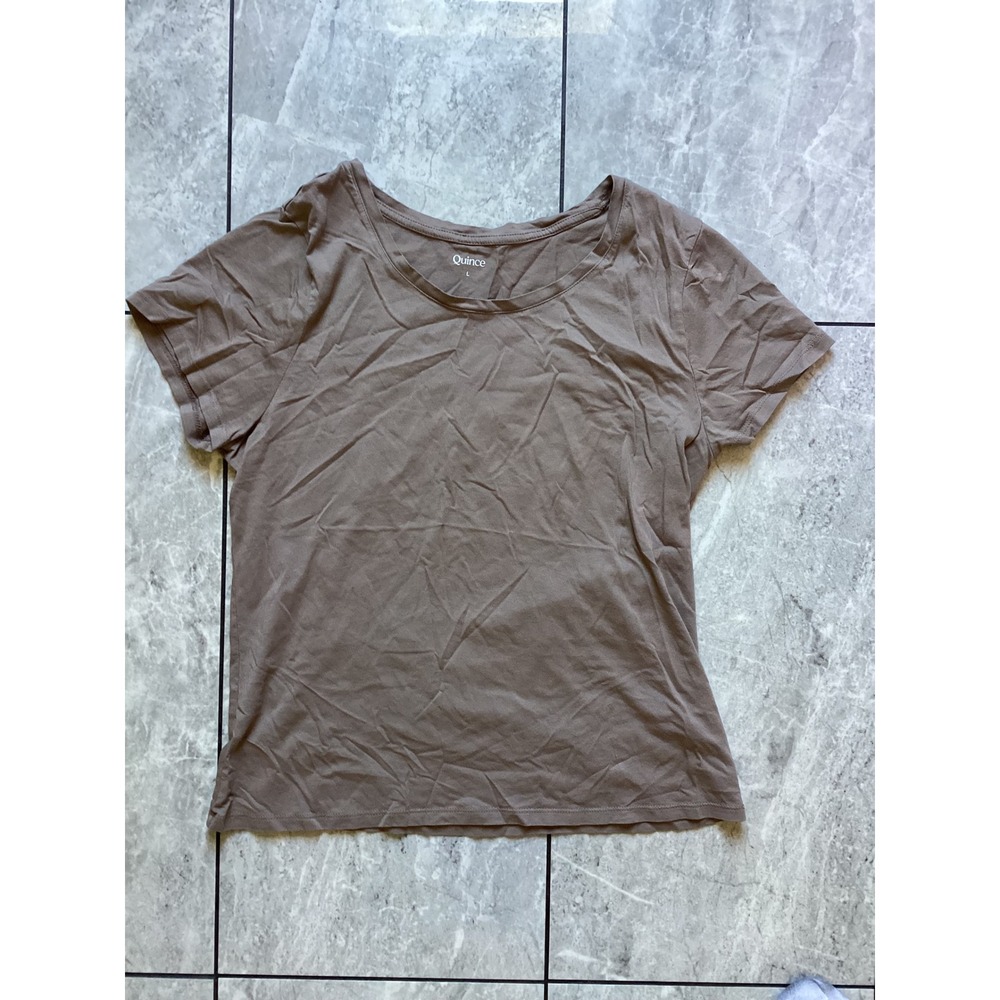 Quince Cotton Modal Scoop Neck Tee Dark Taupe Large LB102949-JDAVN01-17622